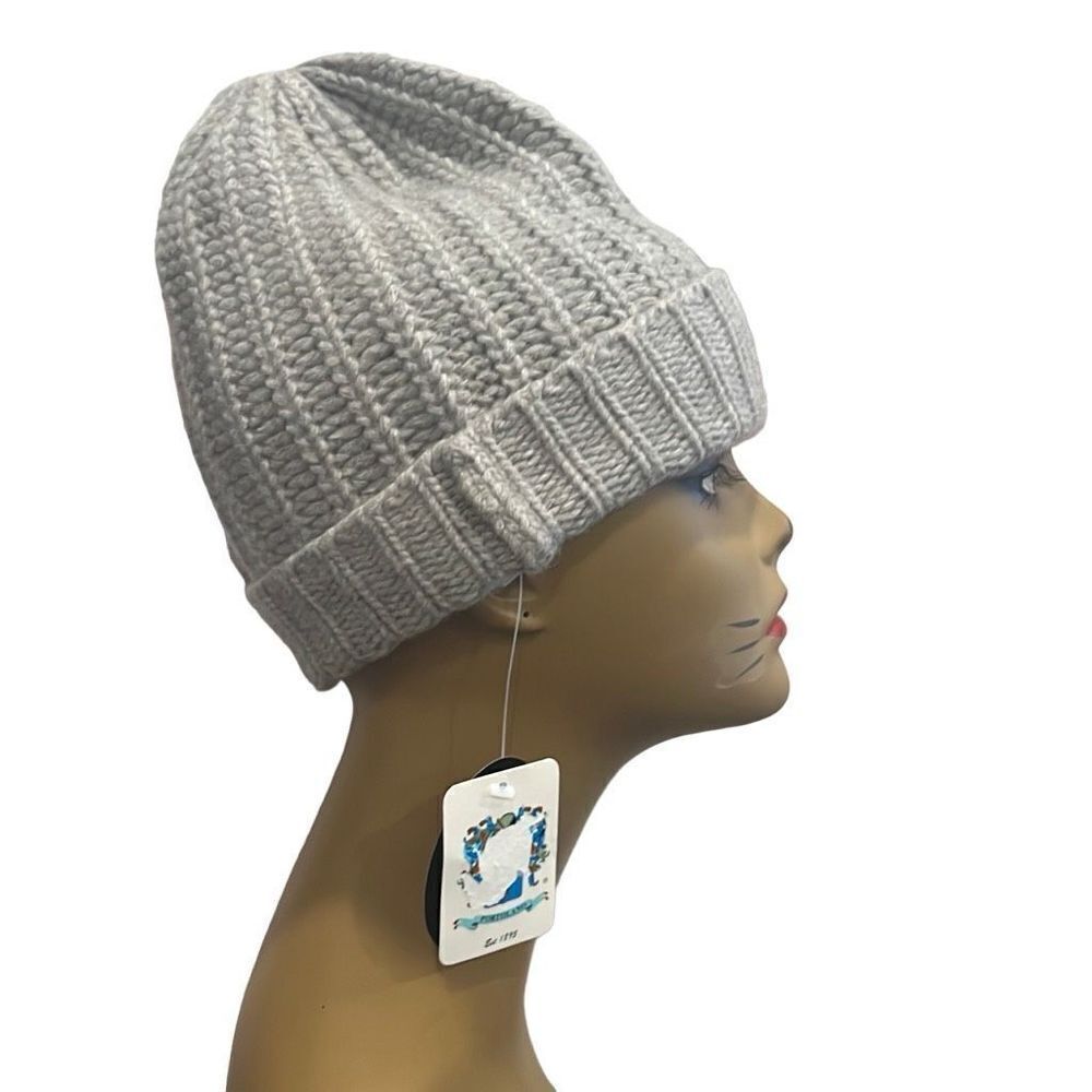 Portolano lightGray Ribbed Cashmere Hat Beanie Unisex Skully